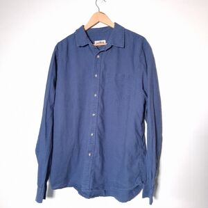 Distillery Apparel Shirt Linen Blend Blue Button Down Size XL